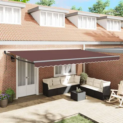 Zdjęcie produktu dla vidaXL Markiza automatyczna brązowa 500x300 cm