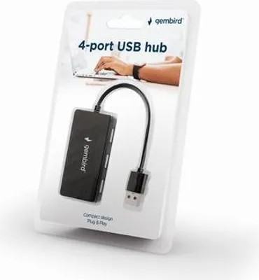 Zdjęcie produktu dla Gembird UHB-U2P4-04, USB 2.0, USB 2.0, 480 Mbit/s, Czarny, Plastik, Chiny
