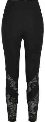 Zdjęcie produktu dla Dámské leginy Urban Classics Damskie legginsy z wysokim stanem i koronkową wstawką czarne - M