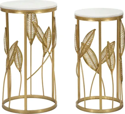 Immagine prodotto di Mauro Ferretti set di foglie per tavolino 2 pezzi Ø 35x65,5-30x60,5 oro