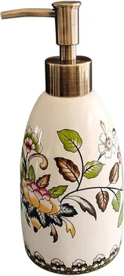 Obrázek produktu pro Dávkovač mýdla, keramický dávkovač mýdla 8x3x3 s pumpičkou Vintage Flower Lotion do kuchyně a koupelny.