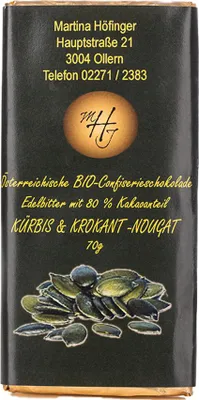 Produktbild von Schokolade Kürbis und Krokant Nougat 70g