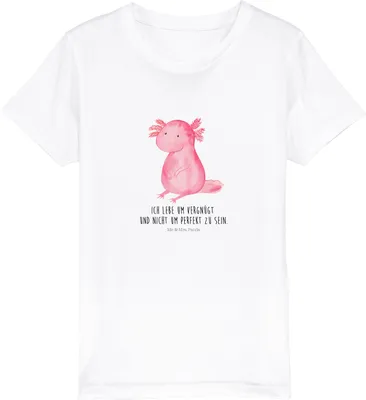 Produktbild von Mr. & Mrs. Panda Kleinkinder T-Shirt Axolotl Niedlich 12-14 Jahre (152/164) - Weiß - Geschenk, Freundin, Kinder, Kindershirt, Fröhlich, Teenager, Weisheit, Liebe, Kurzarm