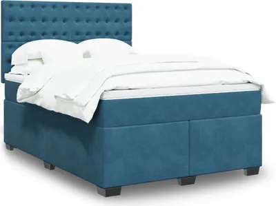 Produktbild von Maison Exclusive - Boxspringbett mit Matratze Blau 160x200 cm Samt