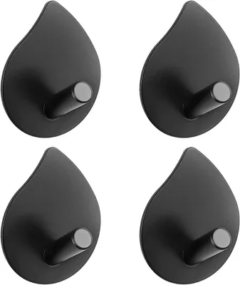 Imagen del producto de 4 ganchos autoadhesivos para pared, ganchos de acero inoxidable para baño, soporte para toallas de cocina sin necesidad de taladro (negro)