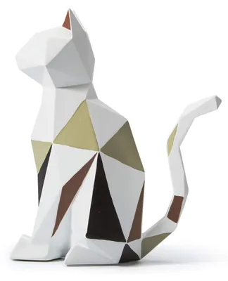 Katzenfigur aus Polyresin, handbemalt, 19 cm, weiß