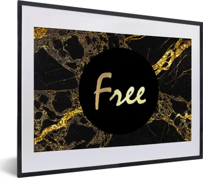 Produktbild von MuchoWow® Gerahmtes Poster Zitate -  - Gold - Marmor 40x30 cm - Poster mit Schwarzem Bilderrahmen Wandposter Rahmen Foto Bilder - Bilderrahmen - Poster im Rahmen