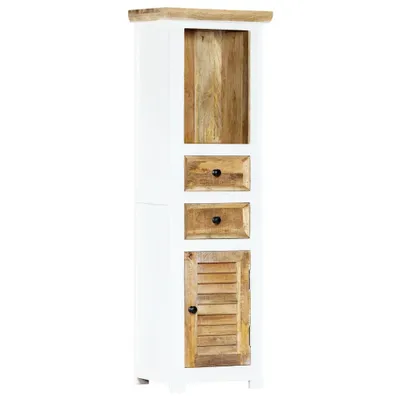 Produktbild von Highboard Weiß und Braun 40x30x128 cm Massivholz Mango