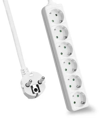 Produktbild von helos Steckdosenleiste CLASSIC, 6-fach, weiß, 5,0m, ohne Schalter