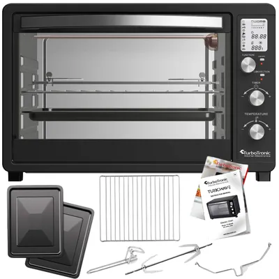 Zdjęcie produktu dla Piekarnik elektryczny TurboTronic termoobieg rożno grill cyfrowy wyświetlacz 45L 2000w Czarny