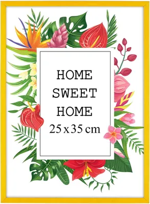 Obrázok produktu pre MG Design rám B4 25 x 35 cm - farba žltá, z dreva, s akrylovým sklom - na vertikálne alebo horizontálne zavesenie, bez pozadia, na fotografie