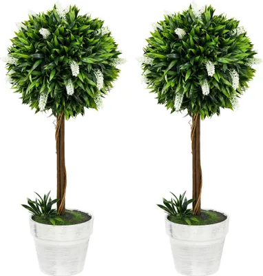 Produktbild von 60 cm Kunstbaum Lavendel 2er-Set mit Topf und Moos in Weiß