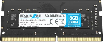 Zdjęcie produktu dla BRAINZAP 8GB DDR4 2133MHz PC4-2133P-SEO-11 SO-DIMM CL15 1Rx8 1.2V, pamięć RAM bez bufora, nieekorowana, przeznaczona do laptopów i notebooków. Moduł pamięci