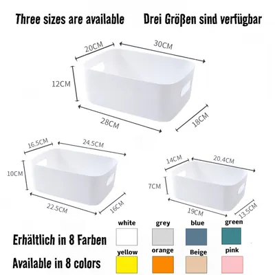 Immagine prodotto di Set di cesti portaoggetti, 5 pezzi, in plastica, dimensioni 30x20x12 cm, ideali per cucina e bagno
