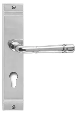 Produktbild von Berlin R716 GHIDINI Türdrücker-Langschild-Garnitur M4 Messing chrom poliert (Lochung: PZ) Lochung: PZ