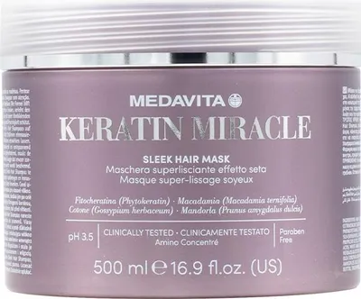 Produktbild von Medavita Lunghezze Keratin Miracle Sleek Hair Mask 500ml - glättende Maske