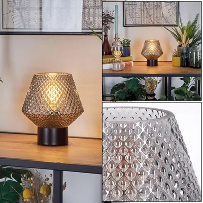 Produktbild von Giugliano Tischlampe aus Metall/Glas in Schwarz/Rauchfarben