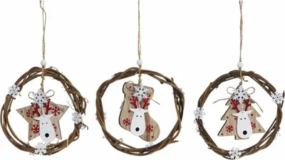 Immagine prodotto di Decorazione natalizia DKD Home Decor in legno (3 pezzi) (14 x 1 x 18 cm)