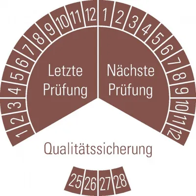 Produktbild von Dreifke® Aufkleber I Prüfplakette Qualitätssicherung 25-28, braun, Dokumenten...
