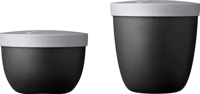 Produktbild von Mepal - Snackpot Duo Pack Ellipse - Praktischer Behälter zur Aufbewahrung & für Transport von Lebensmittel - Tiefkühltauglich - Spülmachinenfest - Black Edition