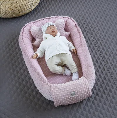 Produktbild von Mini PUNKTE Rosa/ MINKY ROSA Babynestchen Unterlage 2 Tlg SET Babynest Wicleklunterlage Reisebett Babydecke Babyausstattung 4 Jarhreszeiten Geschenk