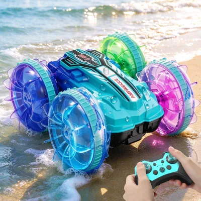 Produktbild von Ferngesteuerte Auto, Wasserdichtes RC Auto für Kinder, Amphibienfahrzeug, LED-Licht, ferngesteuert, Stunt & Offroad Spielspaß