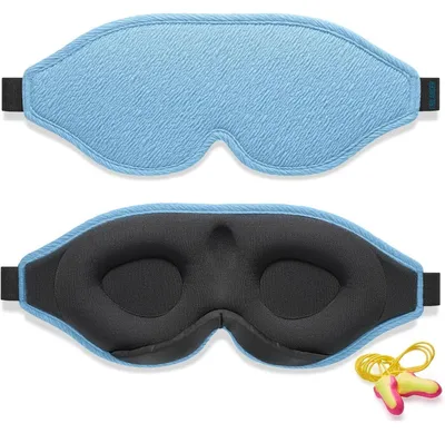 Produktbild von Schlafmaske 99.99% Lichtblockierend Blau mit Ohrstöpseln Eisseide