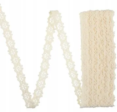 Zdjęcie produktu dla Wstążka koronkowa vintage beżowa bawełna 9 m do szycia