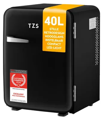 Mini-Kühlschrank 40L Retro-Design geräuschlos schwarz