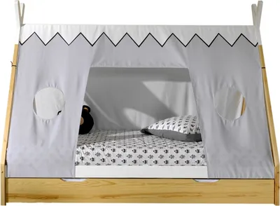 Produktbild von Zeltbett 7 Karyn 206x98x158 Kinderbett Massivholz Weiß/natur