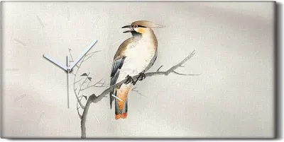 Produktbild von Leinwand Wanduhr Wandkunst Uhr 60x30 Malerei Zweig Tier Vogel Asiatische Kunst - weiße Hände