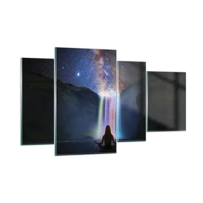 Produktbild von Bilder auf glas - 4 Teile - Wasserfall die Sterne Meditation - 120x70cm - Glasbilder - Wandbilder - Bilder - Wanddekoration aus Glas - Glas Bilder - Wandbild auf Glas - GDL120x70-4774