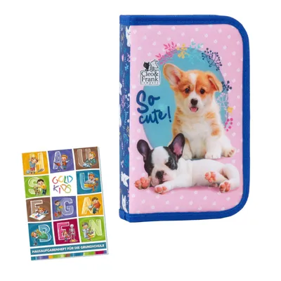Produktbild von Goldkids - Federmäppchen 1 Fächer - Mäppchen für Mädchen und Jungen - Federmappe 1-Fach Federtasche - Schulmäppchen und Hausaufgabenheft - Hund Motiv