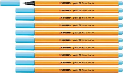 Produktbild von Fineliner - STABILO point 88 - 10er Pack - Neonfarbe, leuchtfarbenblau