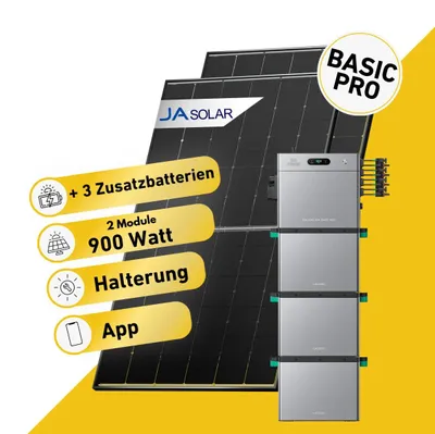 Produktbild von Balkonstrom Balkonkraftwerk 900W Solaranlage mit Speicher |3xZusatzspeicher | Blechdachhalterung| 2xSolarmodul | Zendure SolarFlow 2400 Pro