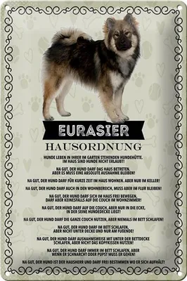 Produktbild von Blechschild Spruch 20x30cm Eurasier Hausordnung