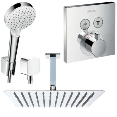 Produktbild von Hansgrohe und Jowi Unterputz Duschsystem ShowerSelect Thermostat, Unterputz Duscharmatur mit Kopfbrause, OHNE iBox, Deckenanschluss