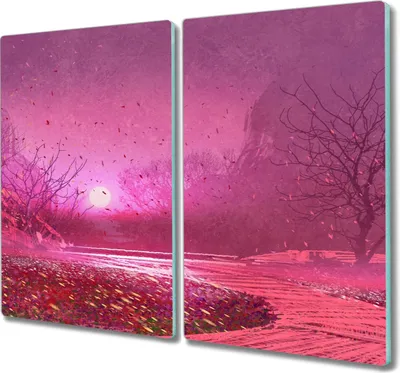 Produktbild von Coloray Schneidebrett Herdabdeckplatte 2x30x52 cm Kochplattenabdeckung Hackbrett Küchenbrett - Malerei Baum
