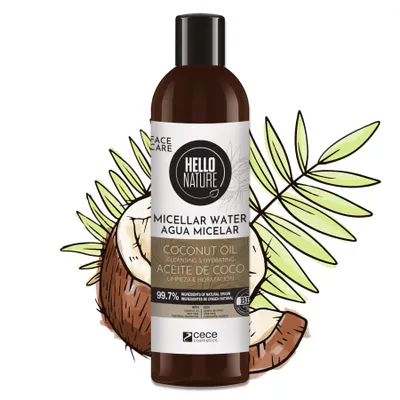 Image de Eau micellaire visage Nettoyant doux pour le visage à l'huile de coco Bio Nature 300ml