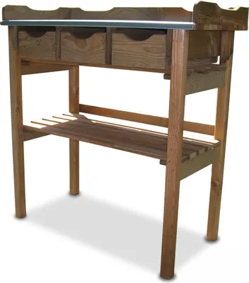Produktbild von Pflanztisch braun imprägniert - Gärtnertisch mit Schubladen