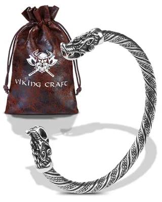 Produktbild von Viking-Armband aus Edelstahl mit dem Kopf eines Fenrir-Wolfs