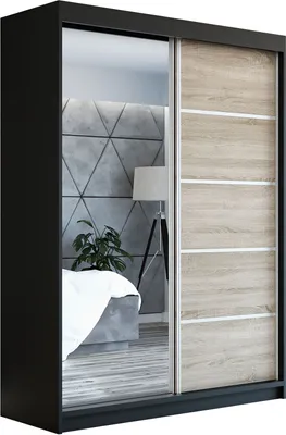 Produktbild von Schwebetürenschrank Kleiderschrank GAP 160 cm Schrank Garderobe Spiegel.Verschiedene Farben (Weiß, Schwarz, Somona). Möbel vom Hersteller!
