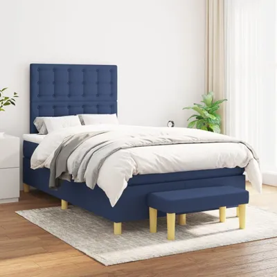 Produktbild von The Living Store Boxspringbett mit Matratze Blau 120x200 cm Stoff