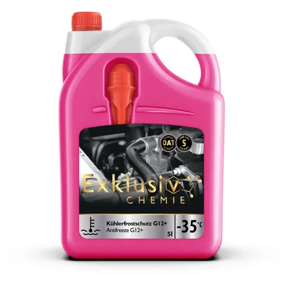 Produktbild von Exklusiv Chemie Kühlerfrostschutz G12+, bis -35° - 5 Liter - 5 Jahre | Kühlflüssigkeit Auto | G12 Kühlmittel Pink | Gebrauchsfertig
