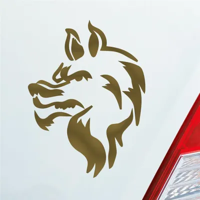 Produktbild von Auto Aufkleber Böser Wolf Hund Tier Animal Tribal Tattoo 12x9 cm Gold Sticker Heckscheibenaufkleber