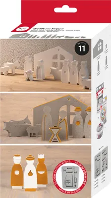 Produktbild von Rayher Silikon Gießform Krippe, 2teilige Form mit 11 Formen, Box