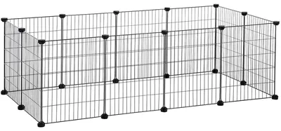 Productafbeelding van Verstelbaar dierenverblijf - konijnenhok - caviaverblijf - 143 x 73 x 46 cm - zwart