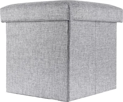 Produktbild von Intirilife Faltbare Sitzhocker 30x30x30 cm in FELS GRAU - Sitzwürfel mit Stauraum und Deckel aus Stoff mit Mulden - Sitzcube Fußablage Aufbewahrungsbox Truhe Sitzhocker