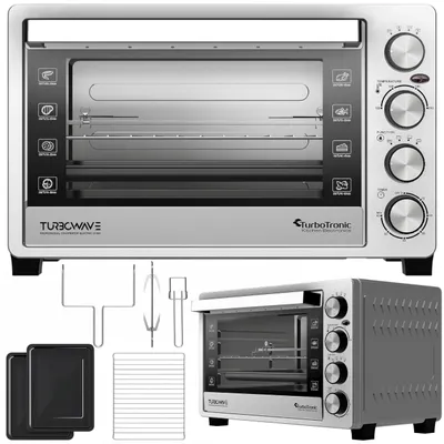 Zdjęcie produktu dla Piekarnik elektryczny TurboTronic 38L termobieg rożno Grill Inox stal nierdzewna 2000w Srebrny