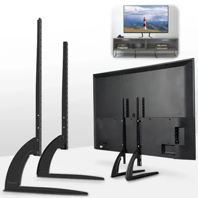 Image de Support universel pour téléviseur - Support de table pour téléviseur - Compatible avec les téléviseurs de 94 à 191 cm - Pieds de télévision réglables en hauteur - Base stable